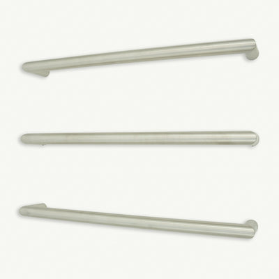 RADIANT HEATING LOW VOLTAGE SINGLE ROUND HEATED TOWEL RAIL BRUSHED SATIN (AVAILABLE IN 650MM AND 800MM)