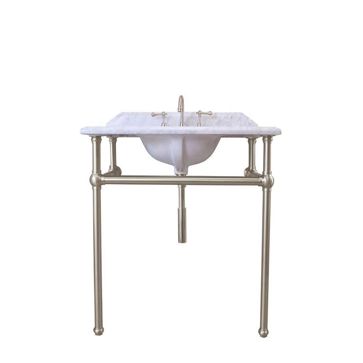 TURNER HASTINGS MAYER BASIN STAND WITH REAL CARRARA MARBLE TOP BRUSHED NICKEL 750MM