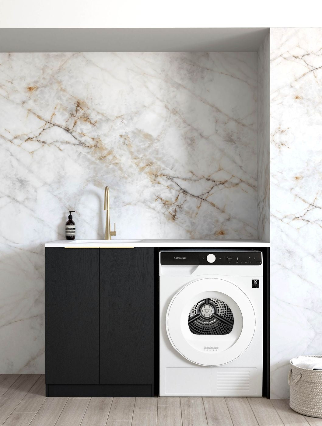 OTTI BYRON BLACK OAK 630MM BASE LAUNDRY CABINET