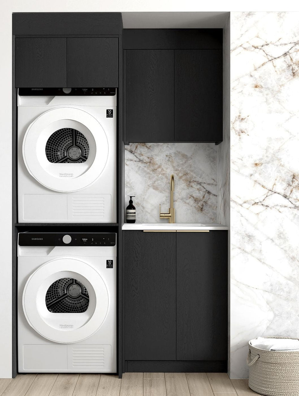 OTTI BYRON BLACK OAK 630MM WALL LAUNDRY CABINET