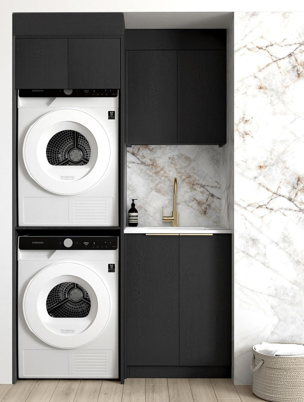 OTTI BYRON BLACK OAK 630MM WALL LAUNDRY CABINET