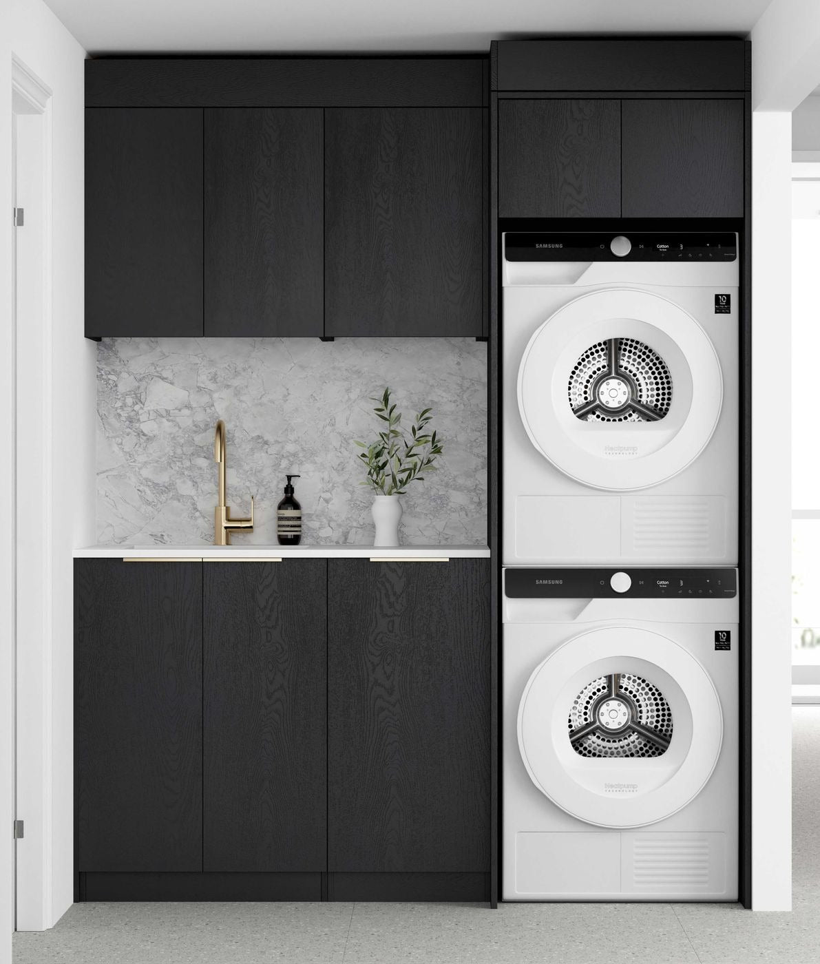 OTTI BYRON BLACK OAK 630MM WALL LAUNDRY CABINET