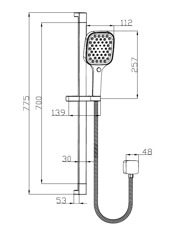 IKON CERAM RAIL SHOWER CHROME - Technical Diagram