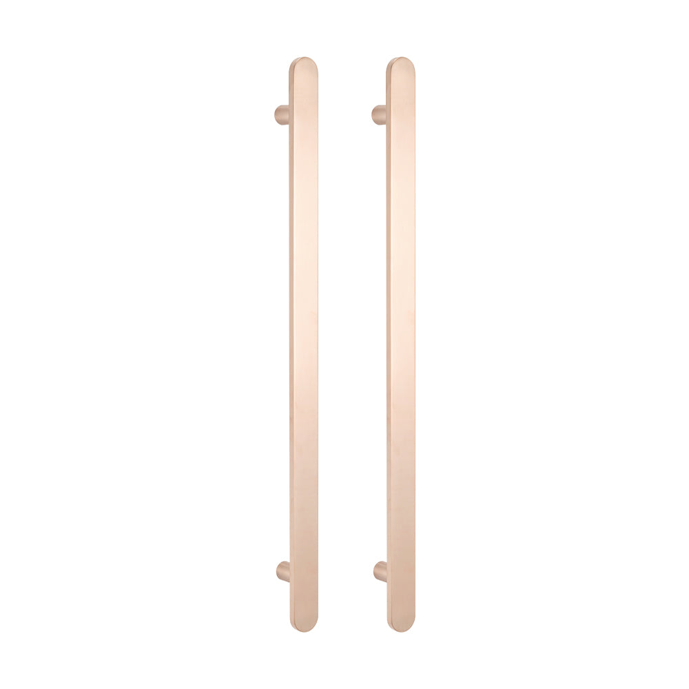 RADIANT HEATING VERTICAL FLAT BAR HEATED SINGLE TOWEL RAIL CHAMPAGNE 930MM