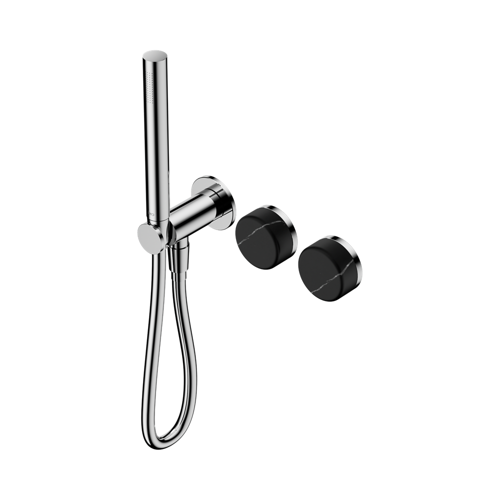 NERO SERENITY PROGRESSIVE SHOWER SYSTEM WITH MARQUINA BLACK HANDLE AND SLIM SHOWER CHROME