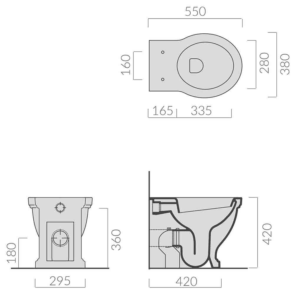 TURNER HASTINGS CLAREMONT WALL FACED PAN WITH GEBERIT IN WALL CISTERN & TRADITIONAL FLUSH PLATE