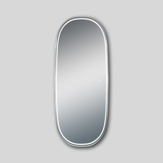 AQUAPERLA OVAL DRESSING LED MIRROR SENSOR 3 COLOUR LIGHTS SILVER 650X1600MM