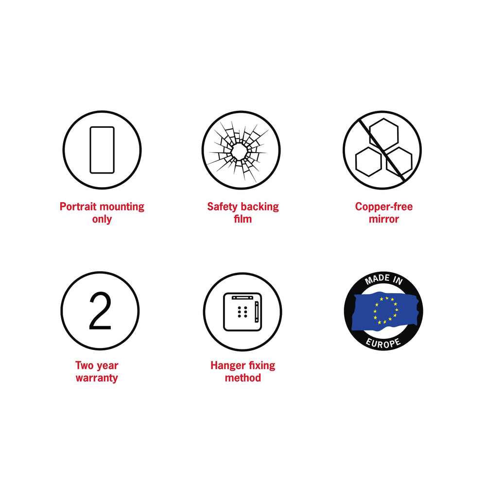 THERMOGROUP ABLAZE ARCH GOLD FRAMED MIRROR 500X800MM