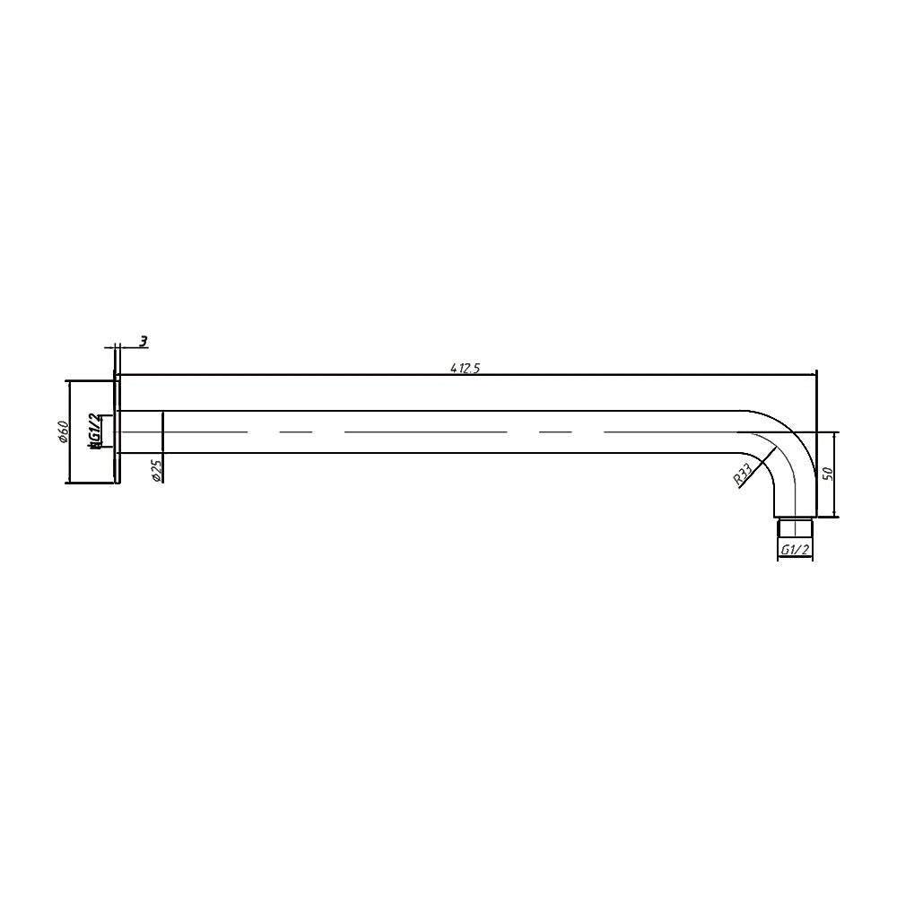AMOZA CURVED SHOWER ARM & HEAD 2 PACKS 200MM BRUSHED STAINLESS STEEL