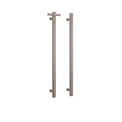 THERMOGROUP ROUND NON-HEATED VERTICAL SINGLE TOWEL RAIL BRUSHED STAINLESS STEEL 142MM