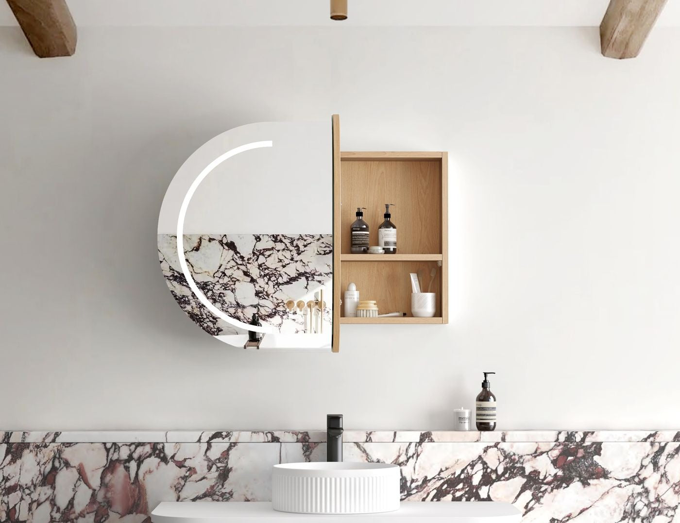 OTTI BONDI NATURAL OAK LED SHAVING CABINET 900X600MM