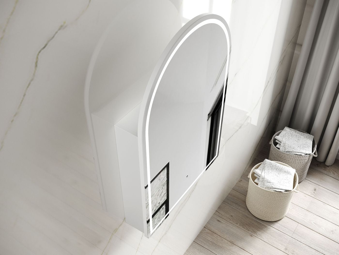 OTTI ARCHIE MATTE WHITE LED SHAVING CABINET 600X900MM