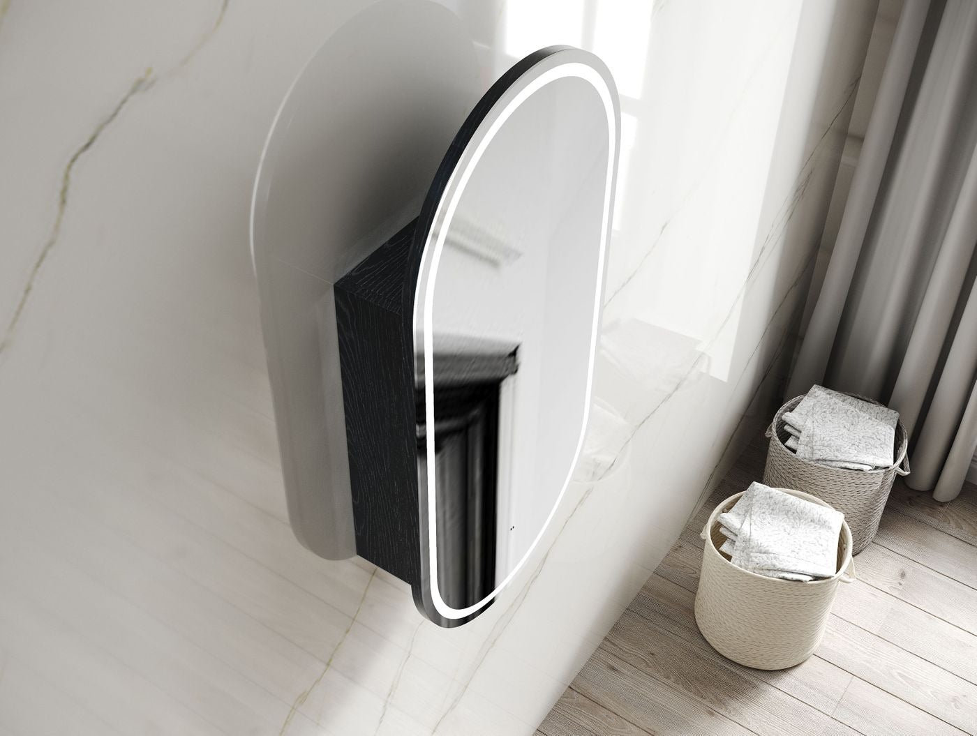 OTTI NOOSA BLACK OAK LED SHAVING CABINET 450X900MM