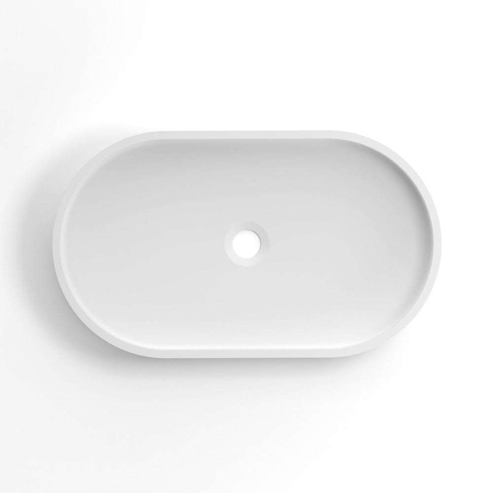OTTI HUDSON OVAL ABOVE COUNTER CONCRETE WHITE BASIN 600MM
