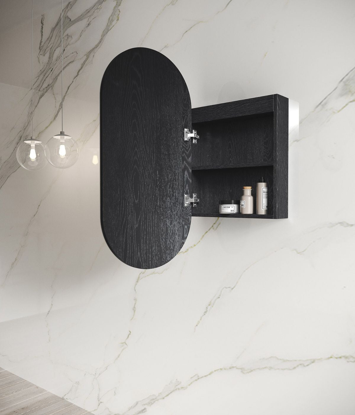 OTTI NOOSA BLACK OAK LED SHAVING CABINET 450X900MM