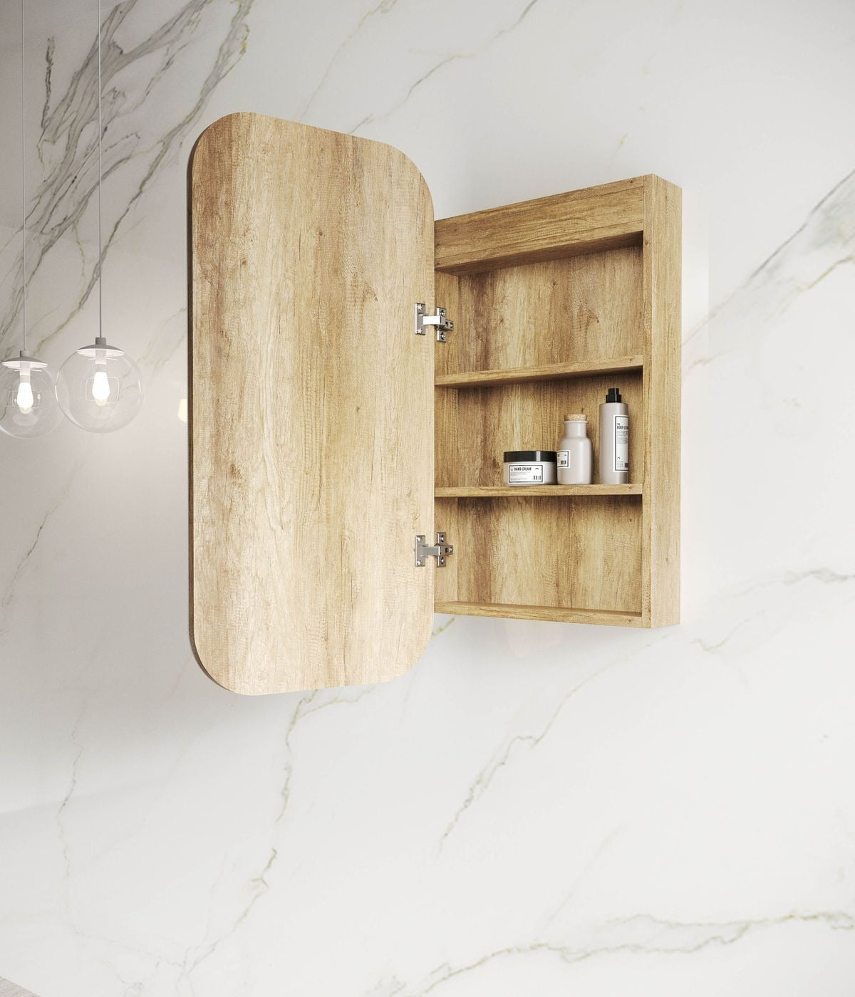 OTTI NEWPORT NATURAL OAK SOFT LED SHAVING CABINET 900MM