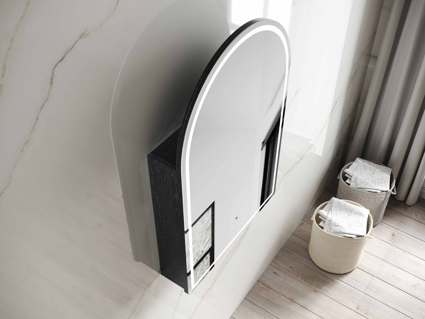 OTTI ARCHIE BLACK OAK LED SHAVING CABINET 600X900MM