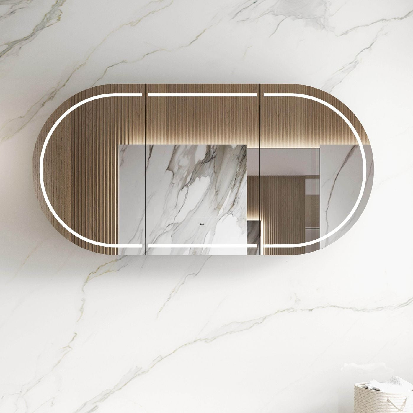 OTTI BONDI NATURAL OAK LED SHAVING CABINET 1800X900MM