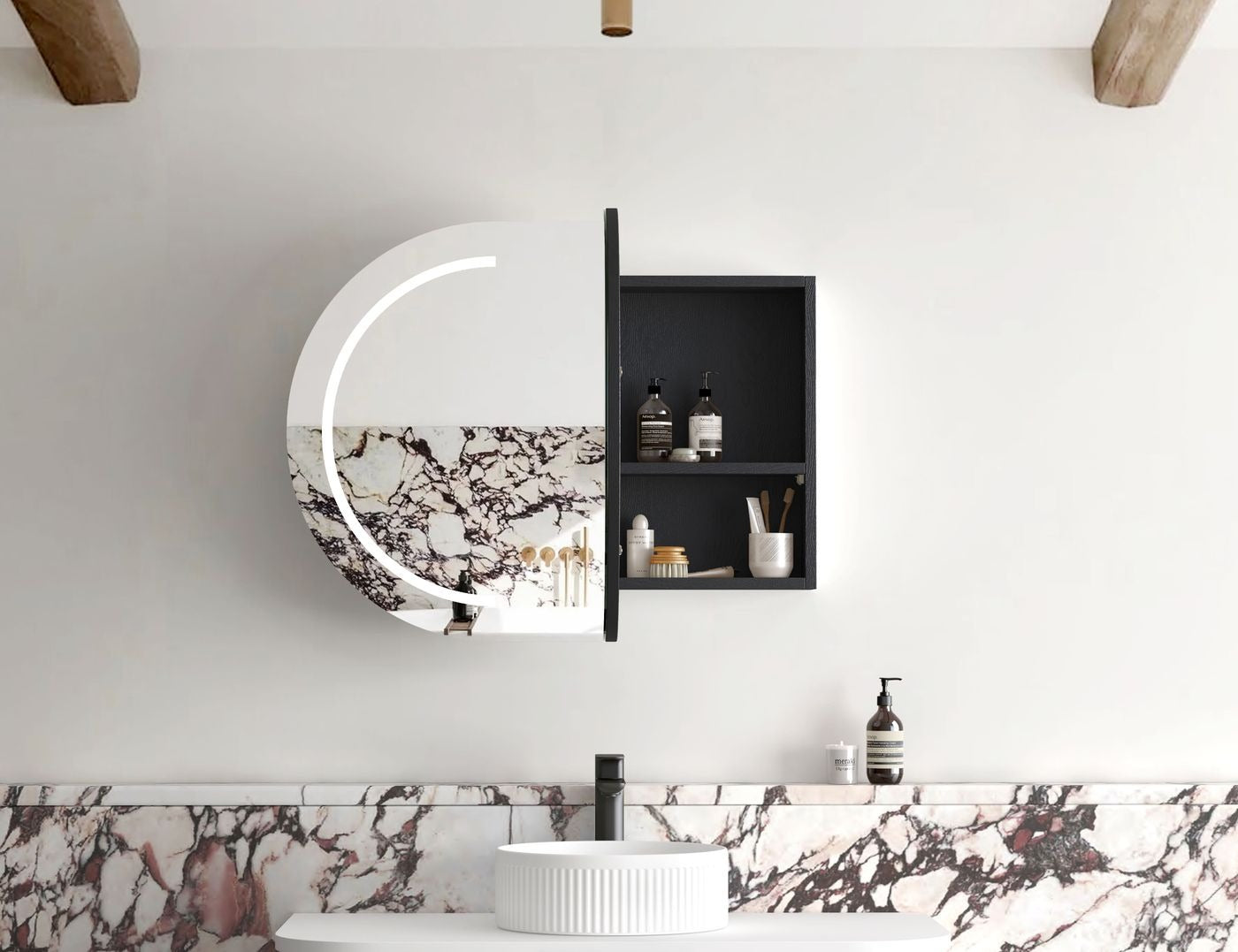 OTTI BONDI BLACK OAK LED SHAVING CABINET 900X600MM