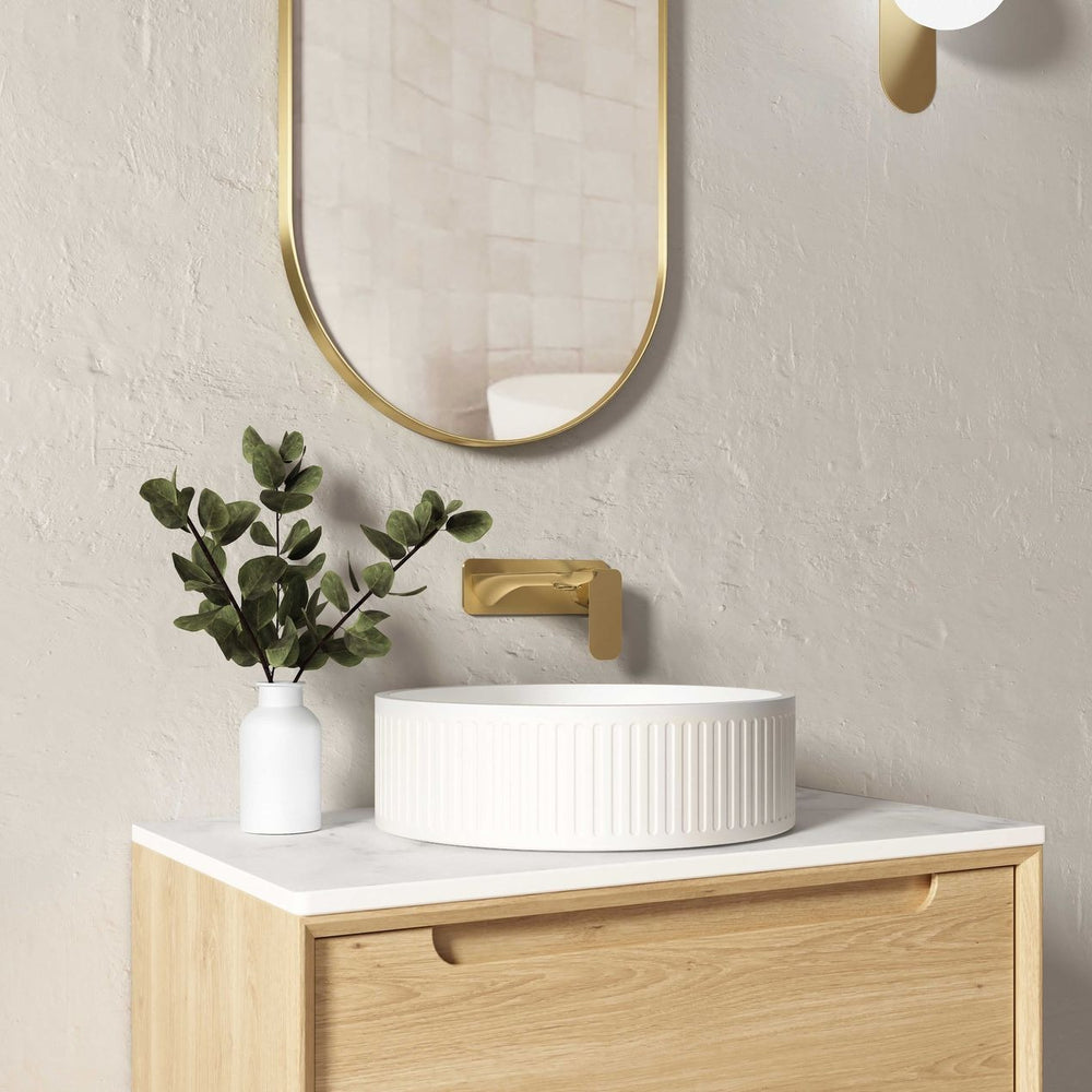OTTI HUDSON ROUND ABOVE COUNTER CONCRETE WHITE BASIN 400MM