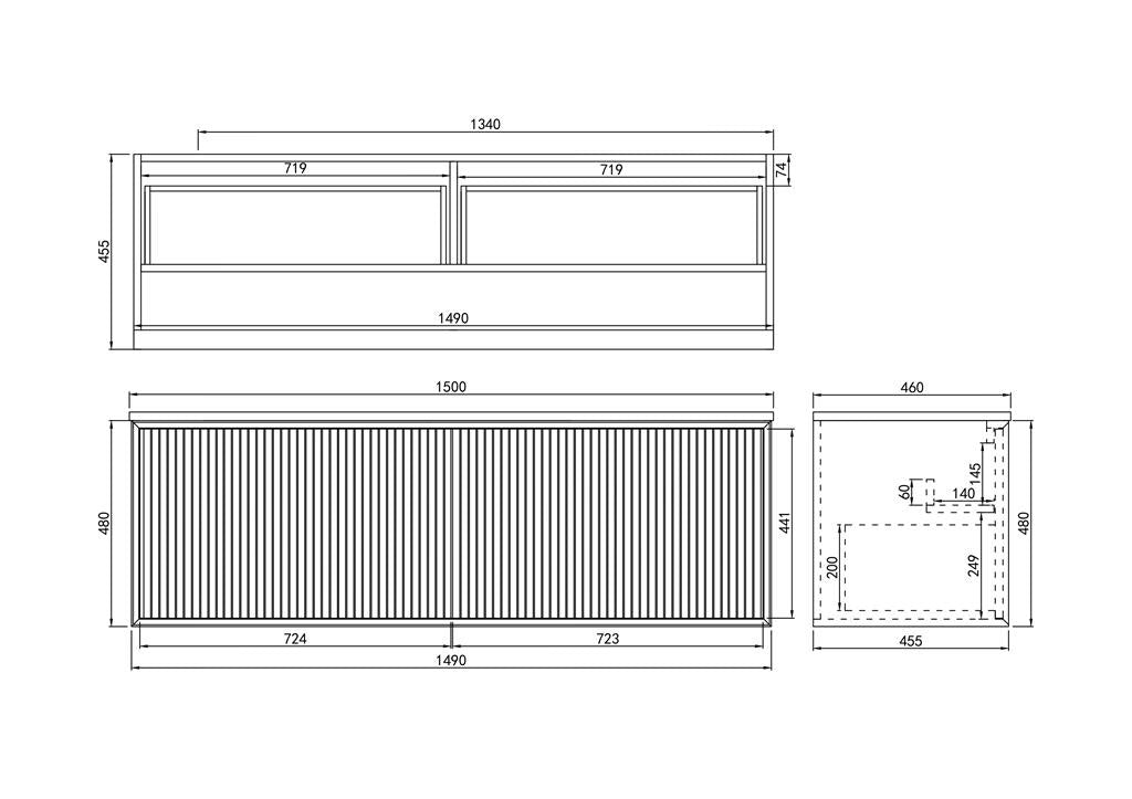 CETO KIRRIBILLI MATTE WHITE 1500MM DOUBLE BOWL WALL HUNG VANITY