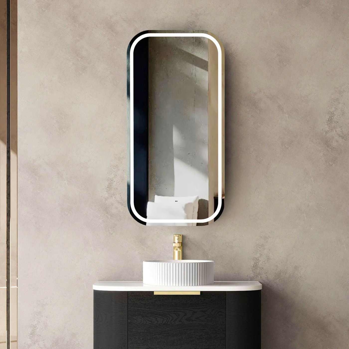 OTTI NEWPORT BLACK OAK LED SHAVING CABINET 450X900MM