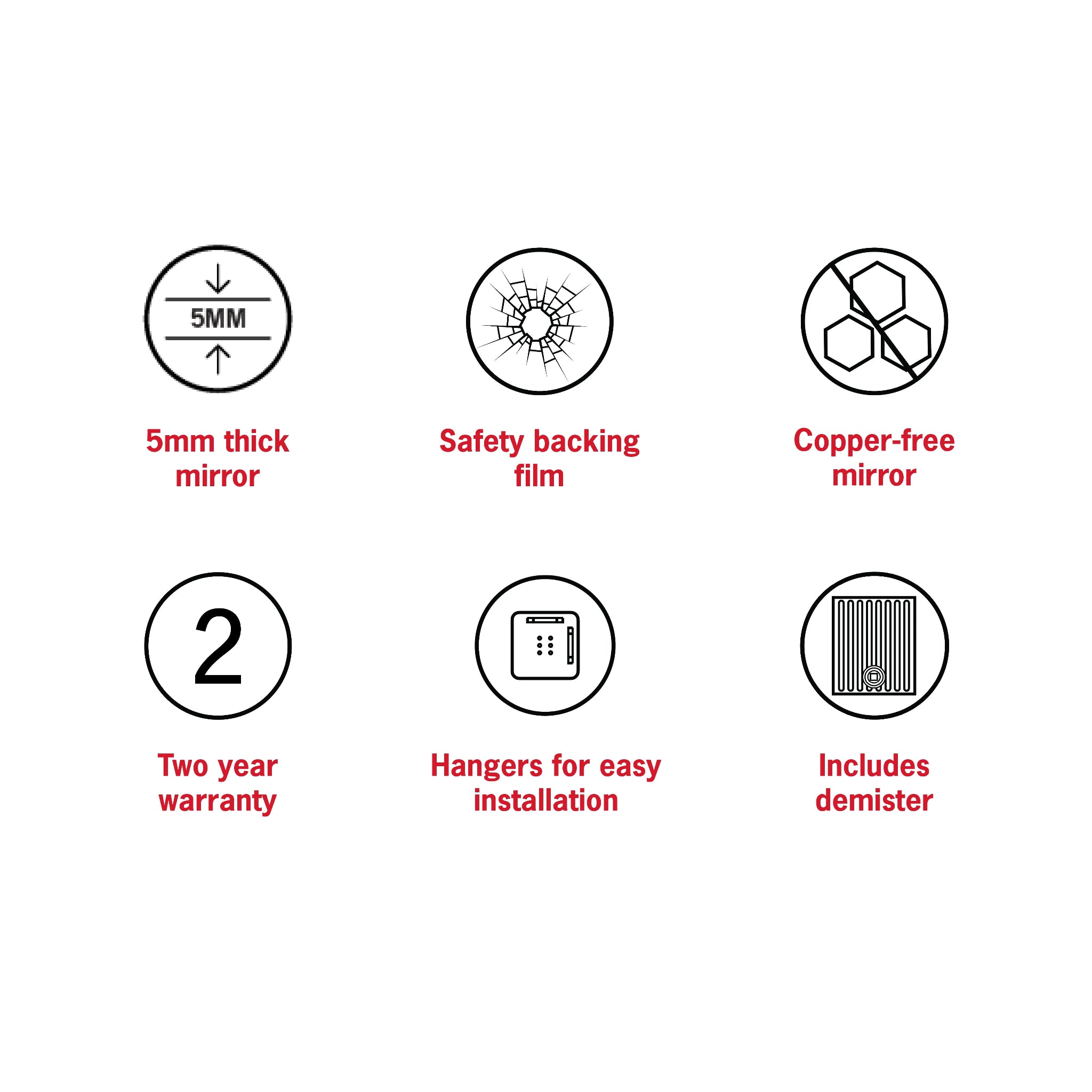 THERMOGROUP ABLAZE RECTANGLE POLISHED EDGE MIRROR WITH DEMISTER 900MM
