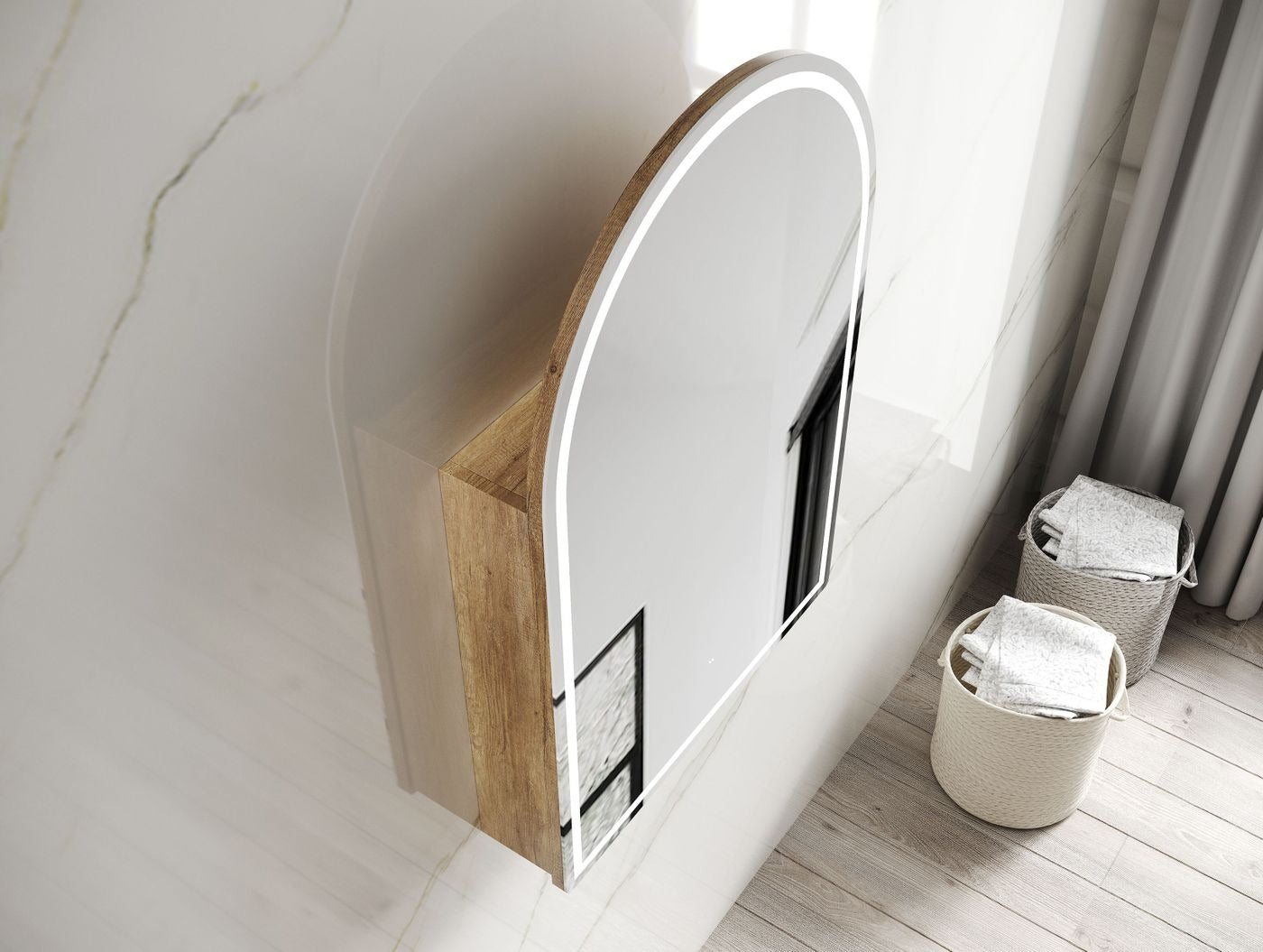 OTTI ARCHIE NATURAL OAK LED SHAVING CABINET 600X900MM