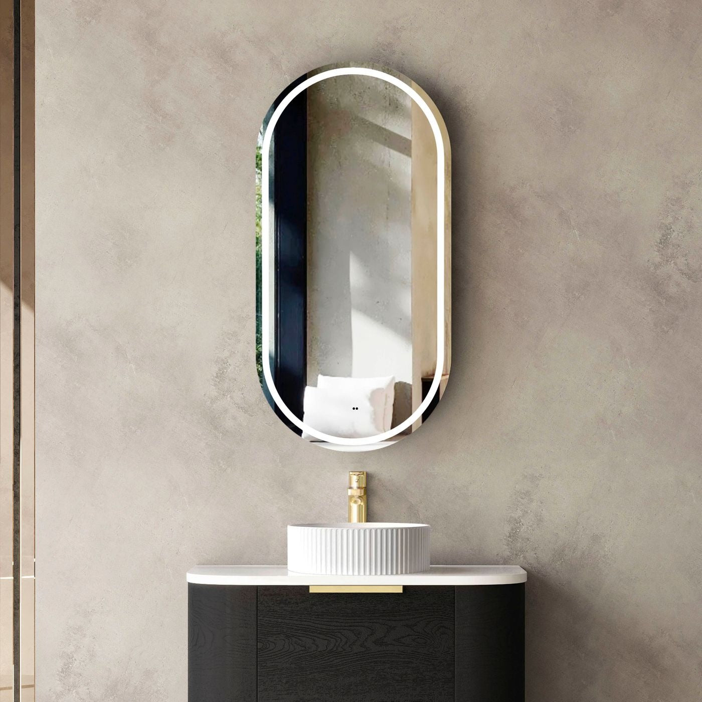 OTTI NOOSA BLACK OAK LED SHAVING CABINET 450X900MM