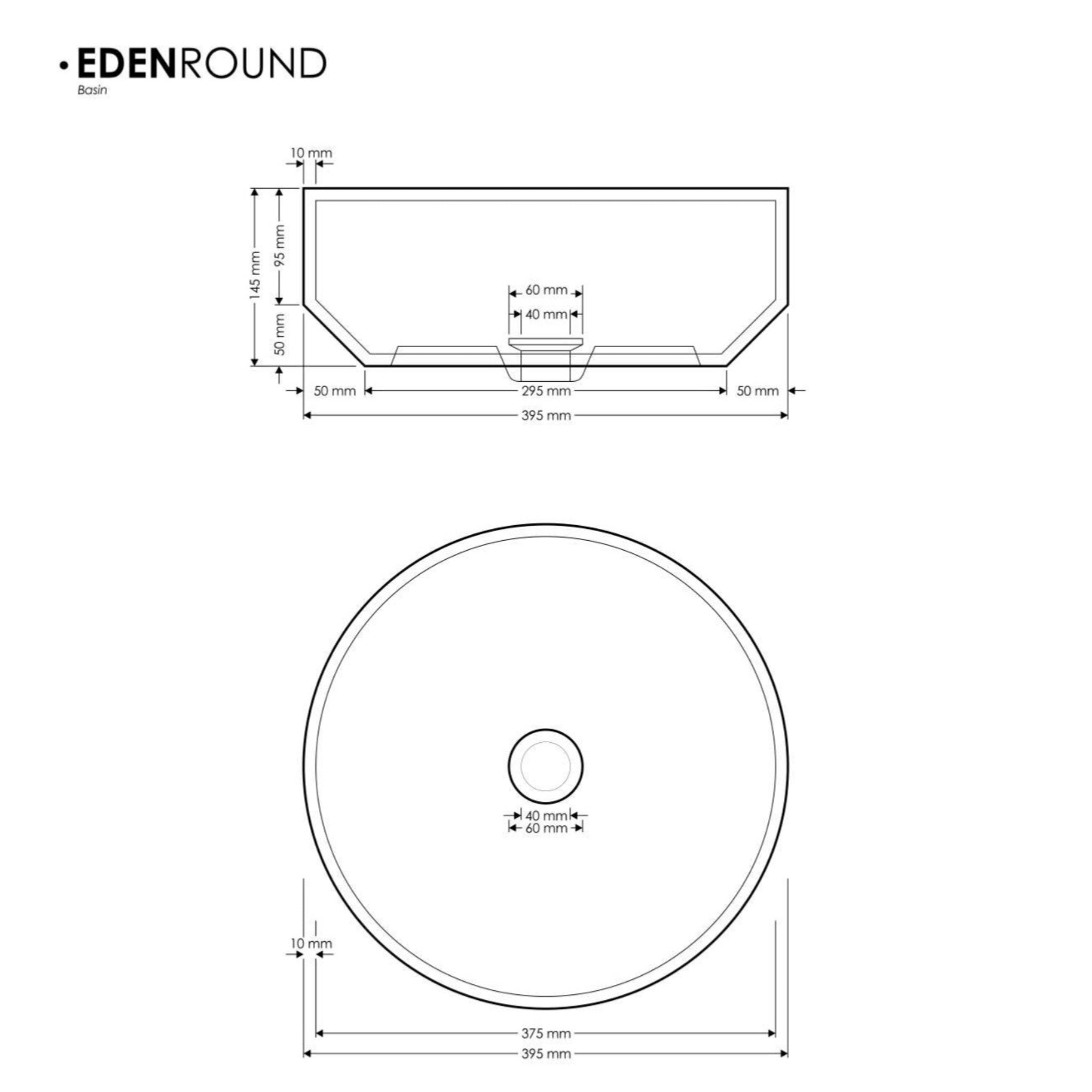 MADU EDEN ROUND ABOVE COUNTER BASIN TERRAZO STONE WHITE 395MM