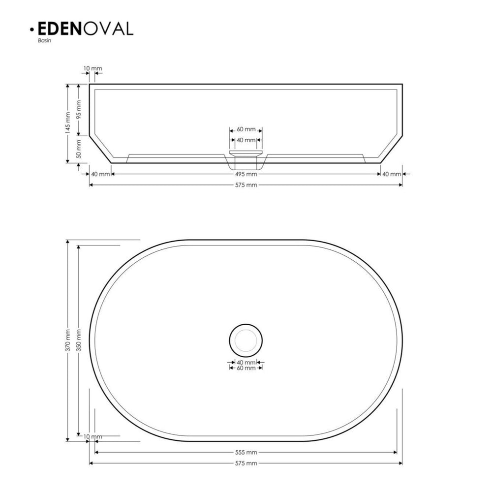 MADU EDEN OVAL ABOVE COUNTER BASIN TERRAZO STONE BLACK 575MM