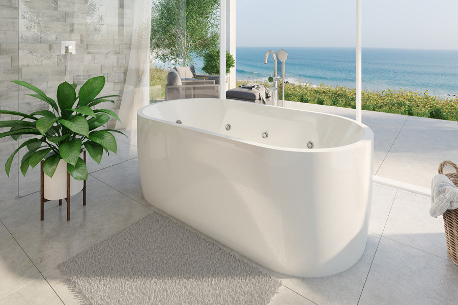 DECINA ELISI FREESTANDING SPA BATH GLOSS WHITE 1700MM WITH 12-JETS