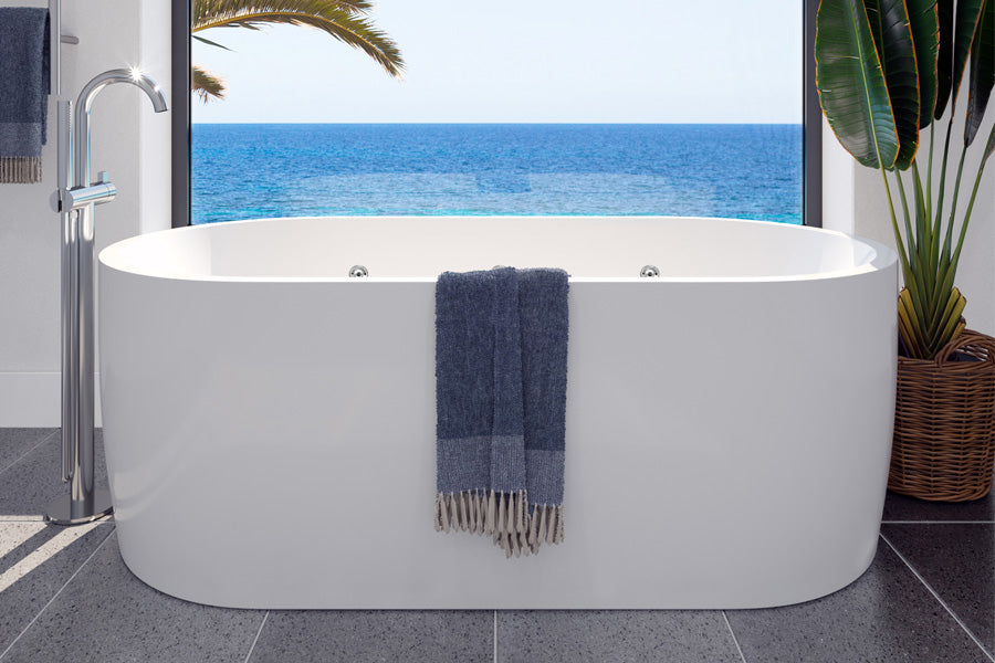 DECINA ELISI FREESTANDING SPA BATH GLOSS WHITE 1700MM WITH 14-JETS