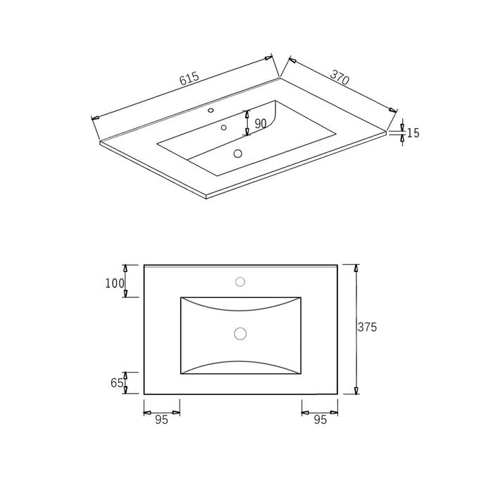 INSPIRE WHITE 600MM VANITY TOP