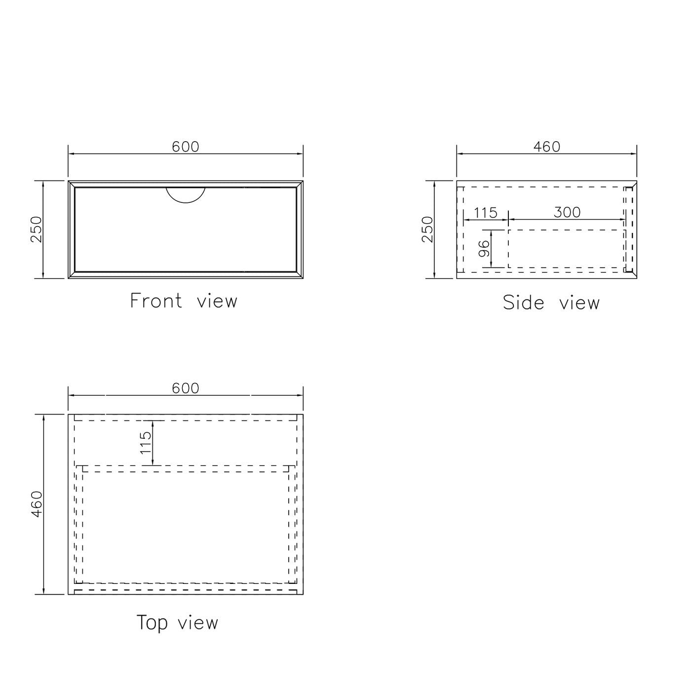 OTTI MOONLIGHT WHITE 600MM SINGLE BOWL WALL HUNG CABINET AND BASIN