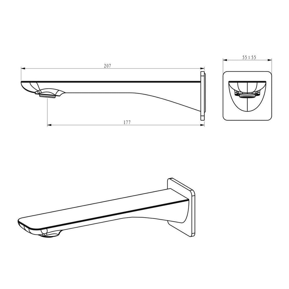 OSKAR BATH SPOUT 207MM CHROME