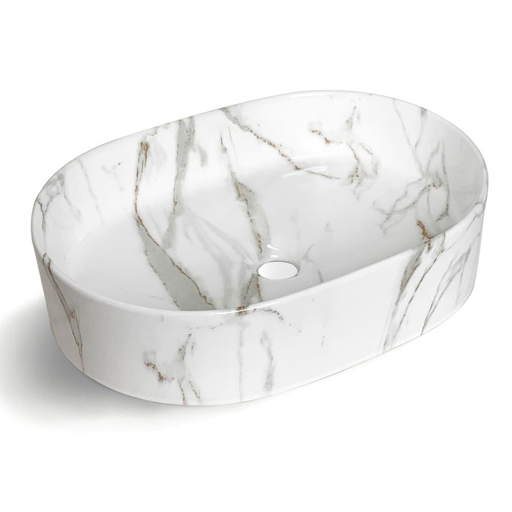 OTTI QUAY OVAL ABOVE COUNTER BASIN GLOSS CARRARA 500MM