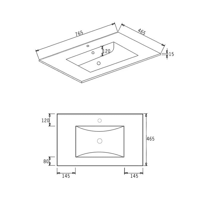 INSPIRE WHITE SINGLE BOWL VANITY CERAMIC TOP 600MM, 750MM, 900MM, 1200MM AND 1500MM