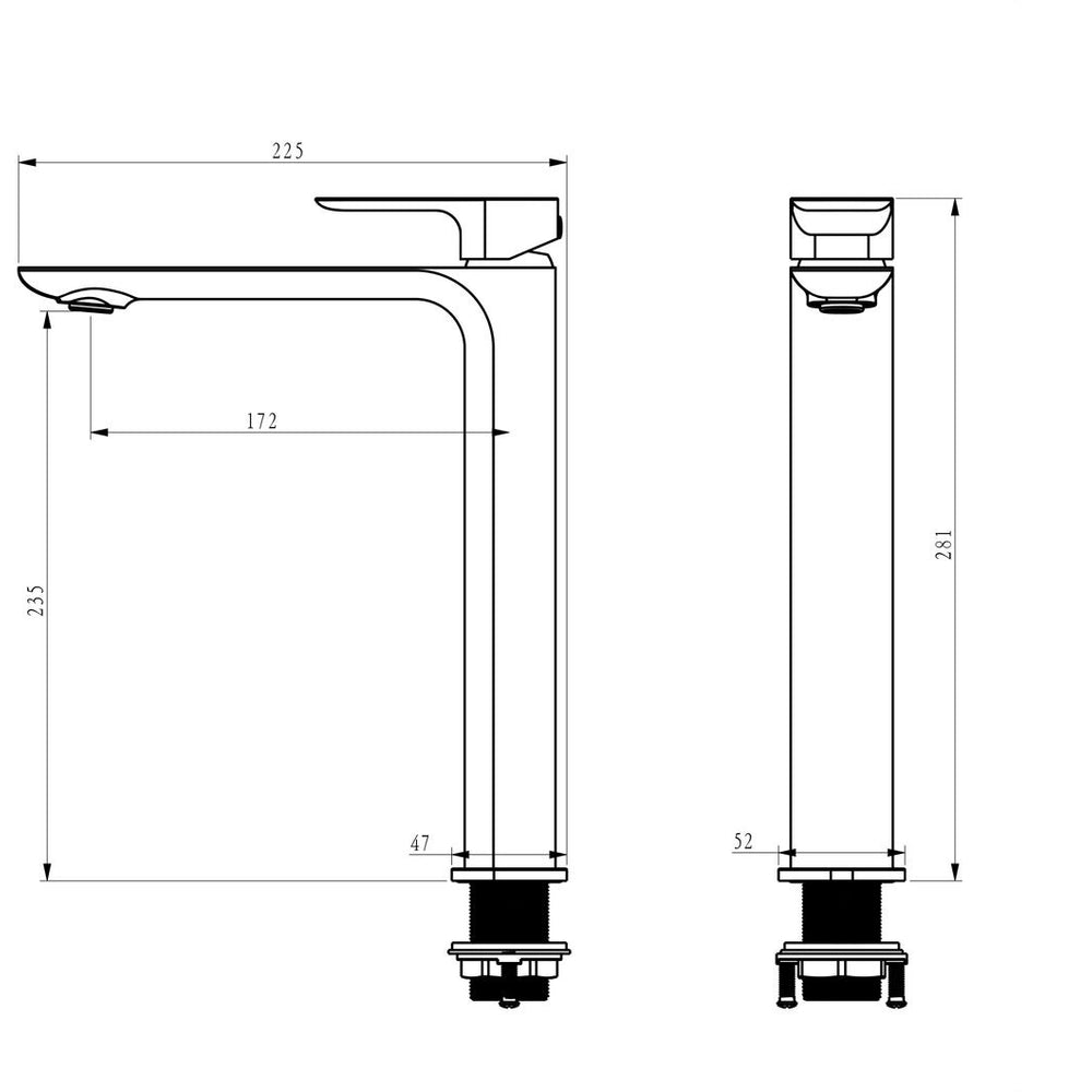 OSKAR TALL BASIN MIXER 281MM BRUSHED NICKEL