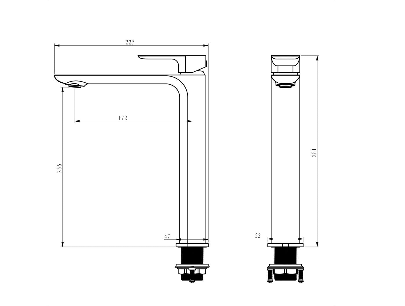 OSKAR TALL BASIN MIXER 281MM MATTE BLACK