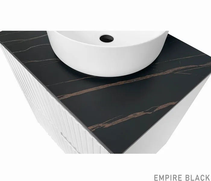 INSPIRE EMPIRE BLACK ABOVE COUNTERSINGLE VANITY ROCK PLATE TOP (AVAILABLE IN 600MM, 750MM, 900MM AND 1200MM)