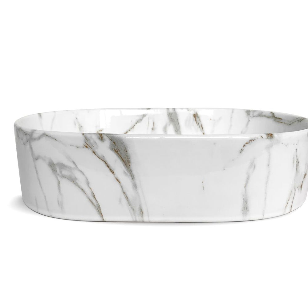 OTTI QUAY OVAL ABOVE COUNTER BASIN GLOSS CARRARA 500MM