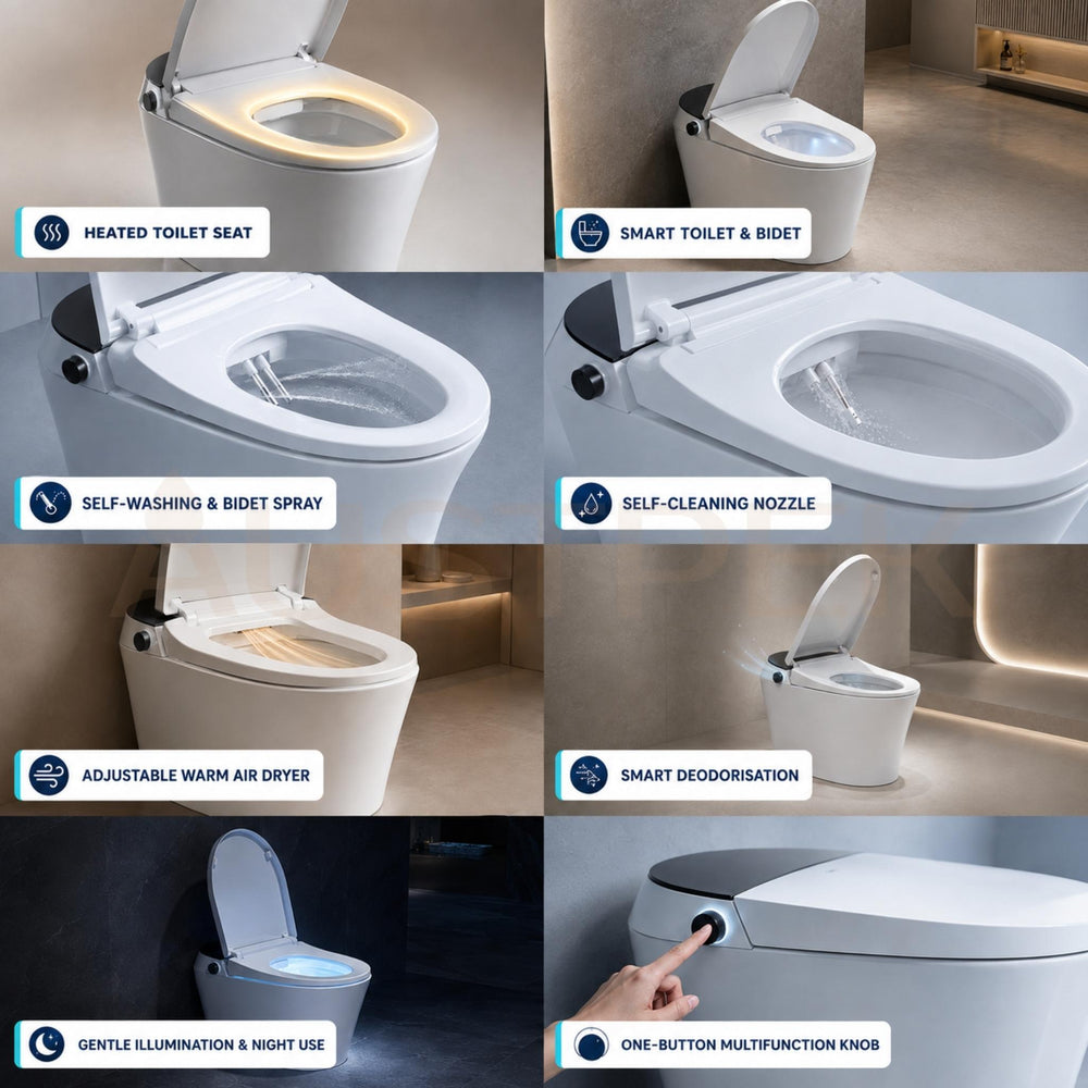 ALIA SMART INTEGRATED TOILET WITH REMOTE CONTROLLED BIDET ELONGATED WHITE