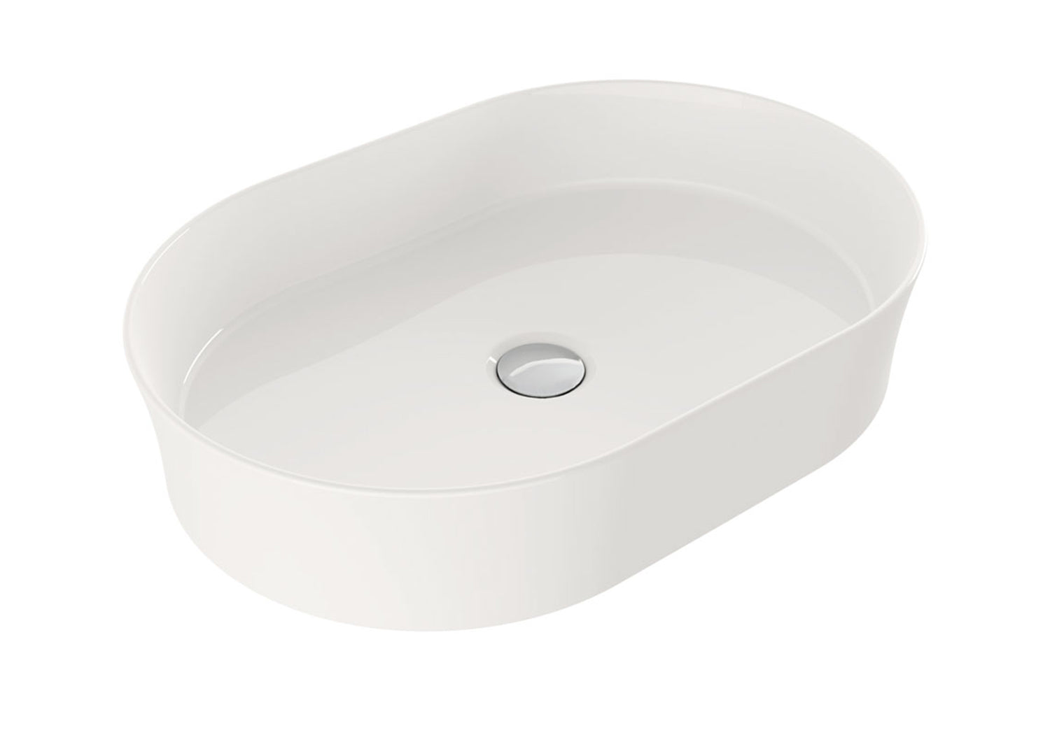 TURNER HASTINGS FINO OVAL ABOVE COUNTER FIRECLAY BASIN GLOSS WHITE 549MM