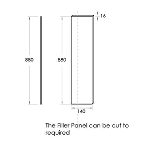 OTTI MATTE BLACK 140MM LAUNDRY FLOOR CABINET FILLER PANEL