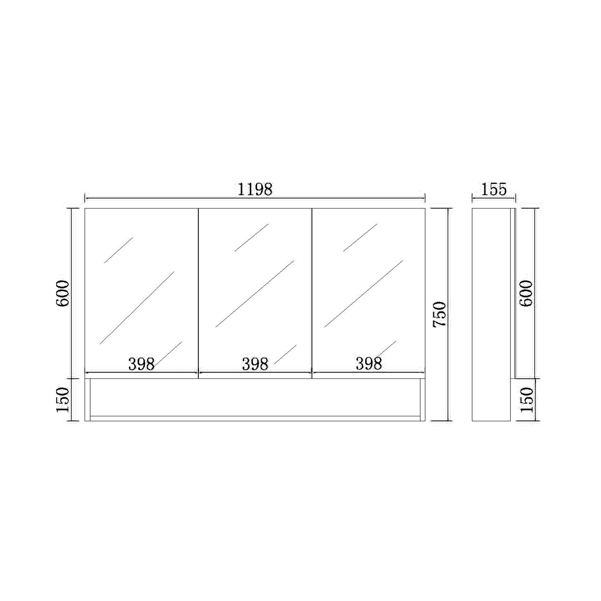VITO FLORENCE MATTE BLACK SHAVING CABINET 1200X750MM