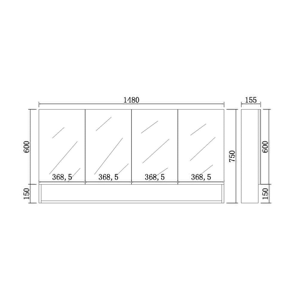 VITO FLORENCE MATTE WHITE SHAVING CABINET 1500X750MM
