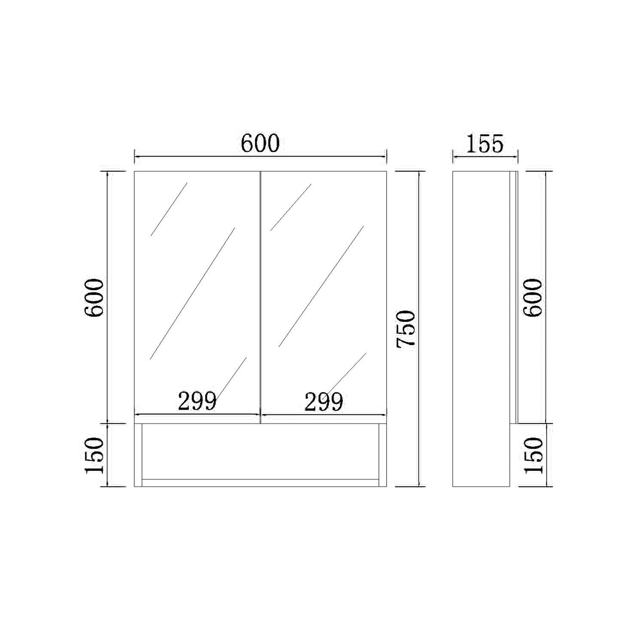 VITO FLORENCE MATTE BLACK SHAVING CABINET 600X750MM