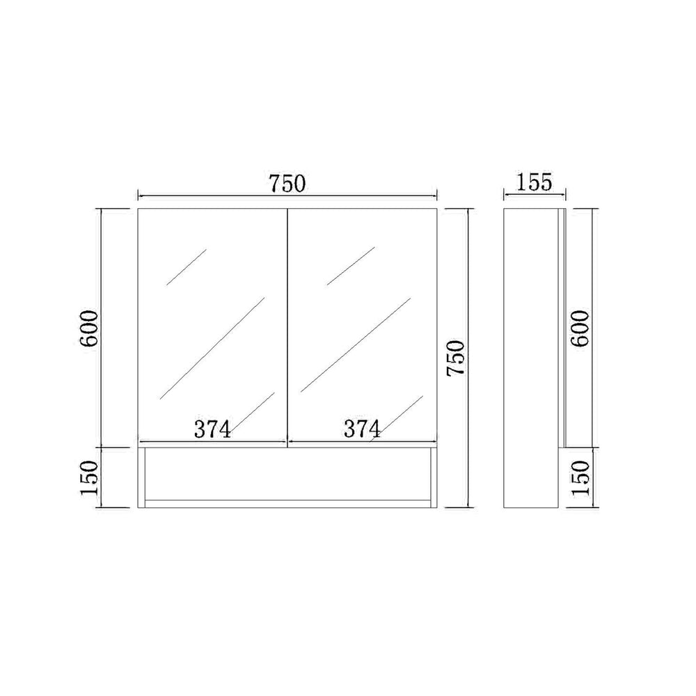 VITO FLORENCE MATTE WHITE SHAVING CABINET 750X750MM