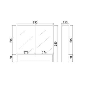 VITO FLORENCE MATTE BLACK SHAVING CABINET 750X750MM